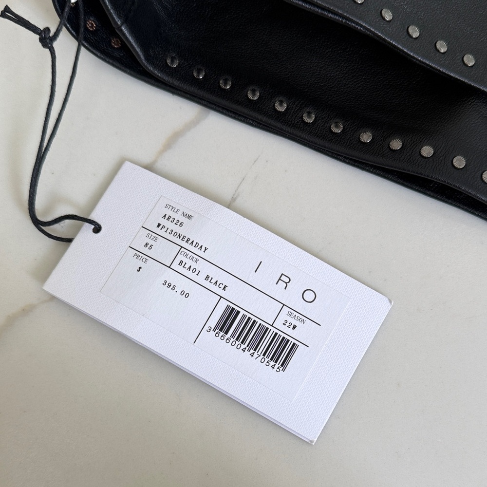 IRO Black Studded Leather Belt Bag Strap - Picture 6 of 8